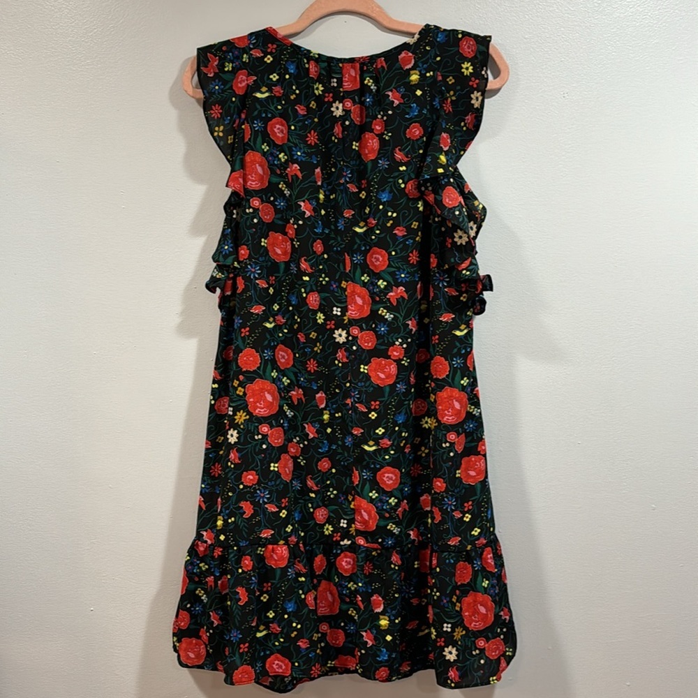 J. Crew Black and Red Floral Mini Dress - Picture 7 of 9
